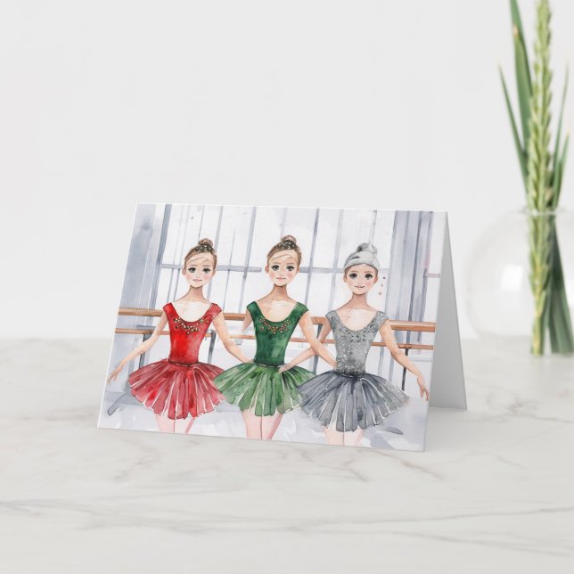 Cartão De Festividades Ballerina Dance Christmas Card (Frente)