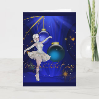 Cartão De Festividades Ballerina Dancer 2/Blue Merry Christmas Card