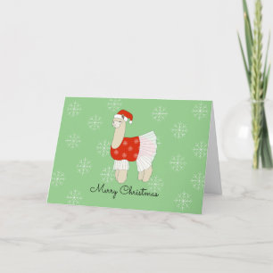 Cartão De Festividades Ballerina Llama Flocos de Neve Natal