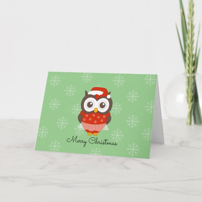 Cartão De Festividades Ballerina Owl Snowflakes Natal (Frente)