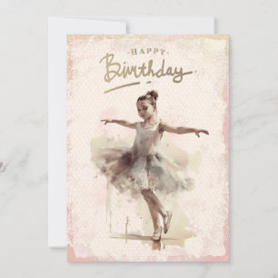 Cartão De Festividades Ballerina Watercolor Feliz Aniversário