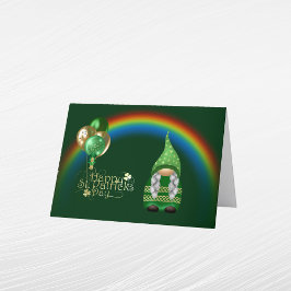 Cartão De Festividades Balões de Ouro Verde Gnome Arco-íris Dia de São Pa