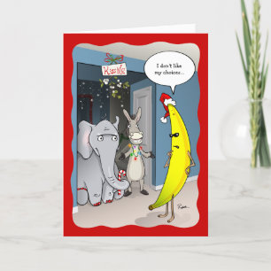 Cartão De Festividades Banana Engraçado Burro Elefante Política Natal