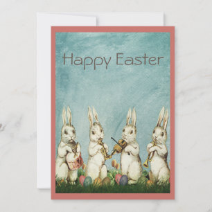 Cartão De Festividades Banda Musical Vintage Bunny Páscoa