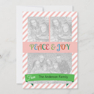 Cartão De Festividades Banda vermelha Natal Saudação 4 quadros fotográ