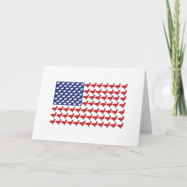 Cartão De Festividades Bandeira Americana Feita De Patos (Frente)