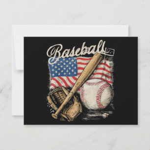 Cartão De Festividades Bandeira Americana Jogador de Beisebol Bat Fan Cat