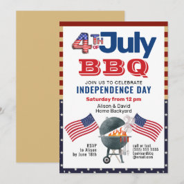 Cartão De Festividades Bandeira Americana Patriótica 4 de julho de Convit