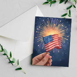 Cartão De Festividades Bandeira Americana Patriótica Quatro de Julho