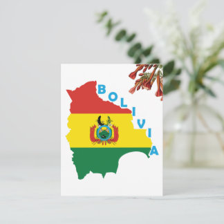 Cartão De Festividades Bandeira da Bolívia no Mapa do País