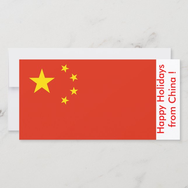 Cartão De Festividades Bandeira da China, Felizes Férias da China (Frente)