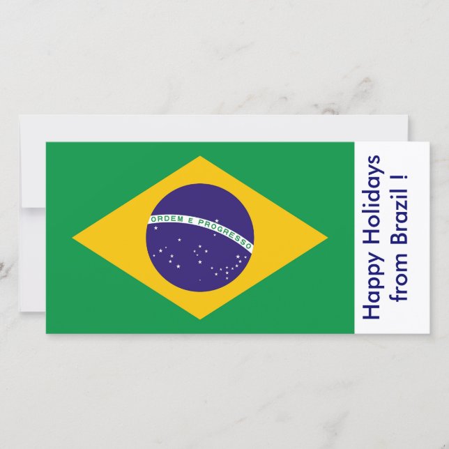 Cartão De Festividades Bandeira do Brasil: Felizes Férias do Brasil (Frente)