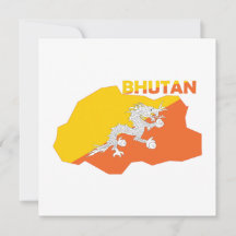 Bandeira do Butão no Mapa do País