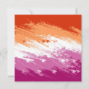 Cartão De Festividades Bandeira do Orgulho Lésbico Abstrato Trippy Squigg
