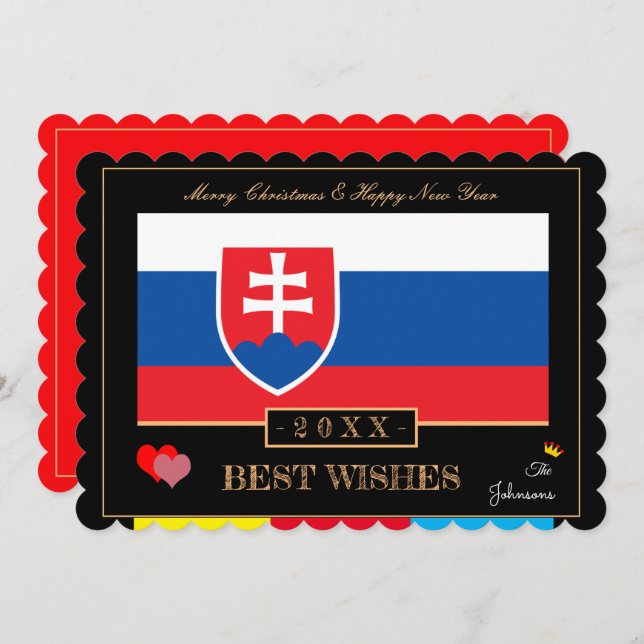 Cartão De Festividades Bandeira e Feliz ano novo eslovacos/Melhores Desej (Frente/Verso)