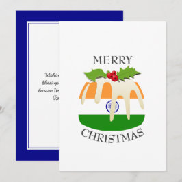 Cartão De Festividades BANDEIRA ÍNDIA | Pudim de Natal | Festivo