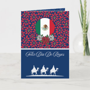 Cartão De Festividades Bandeira Mexicana Espanhola Dia de Reis Natal