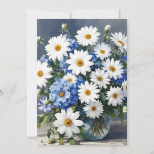 Cartão De Festividades Bando de Flores Elegantes Daisies Watercolor