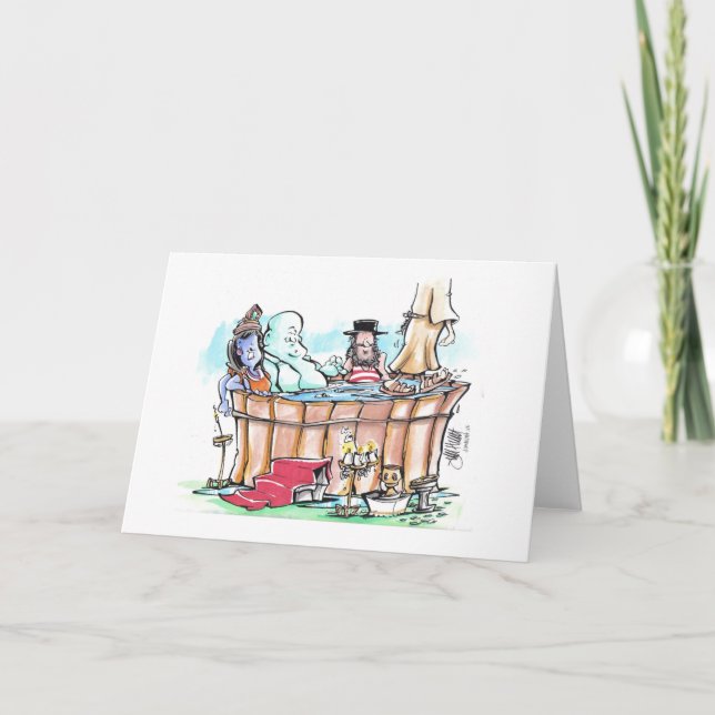 Cartão De Festividades Banheira de hidromassagem do feriado (Frente)