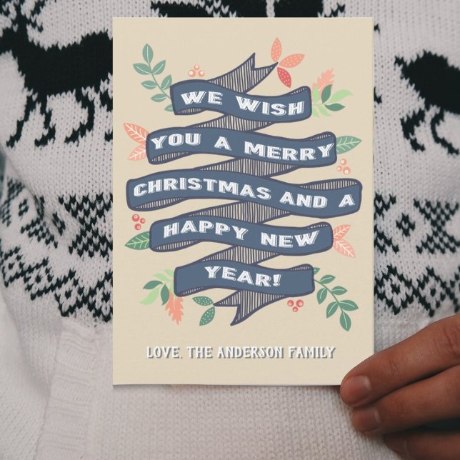 Cartão De Festividades Banner de Natal Floral Whimsical (Criador carregado)