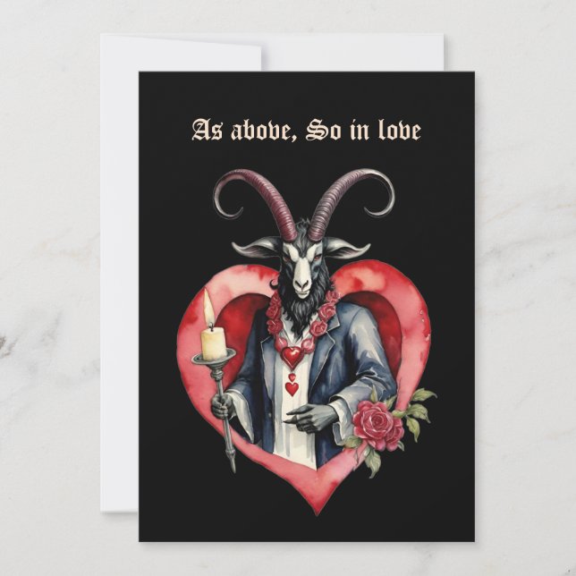 Cartão De Festividades Baphomet Gothic Valentine's Day As Above (Frente)