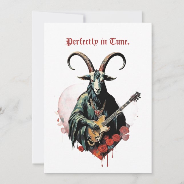 Cartão De Festividades Baphomet Gothic Valentine's Day Guitar Tune (Frente)