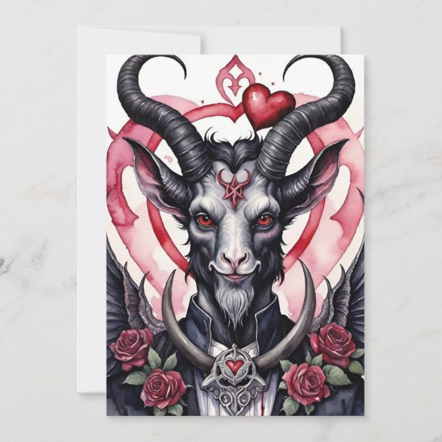 Cartão De Festividades Baphomet Gothic Valentine's Day Love (Frente)