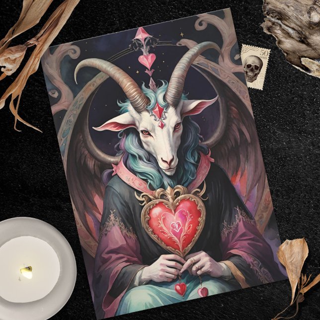 Cartão De Festividades Baphomet Gótico Dia dos Namorados Todo o Reino (Baphomet Gothic Valentine's Day Every Realm Holiday Card)