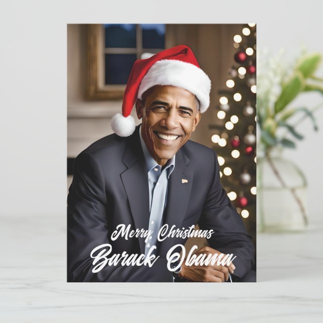 Cartão De Festividades Barack Obama no Natal (Em pé/Frente)