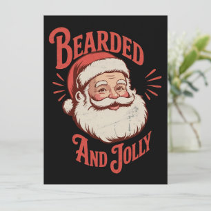 Cartão De Festividades Barbudo e Alegre Barba de Natal Divertido Retro