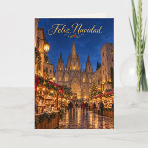 Cartão De Festividades Barcelona Catedral Feliz Navidad