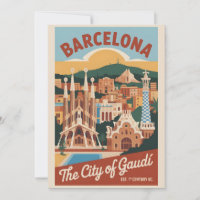 Barcelona Espanha Retrô Silhueta Urbana Viagem
