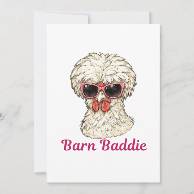 Cartão De Festividades Barn Baddie Funny Glam Chicken in Pink Sunglasses  (Frente)