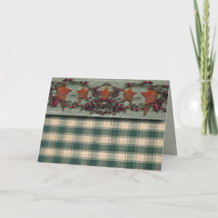 Cartão De Festividades Barnboards Rusted Stars Green