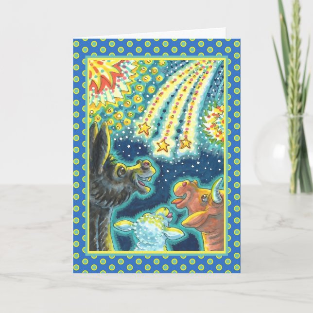 CARTÃO DE FESTIVIDADES BARNYARD FARM ANIMAIS EM QUARTO DE JULHO, FANTÁSTI (Frente)