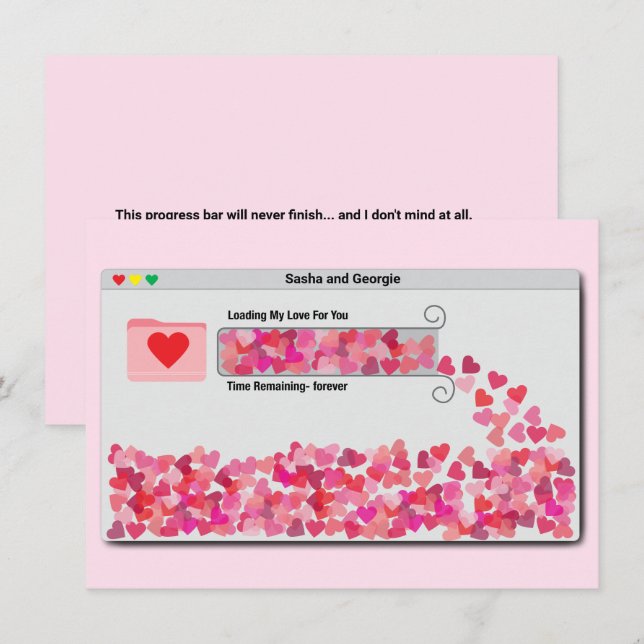 Cartão De Festividades Barra de Progresso Divertida do Windows Amor Carre (Frente/Verso)