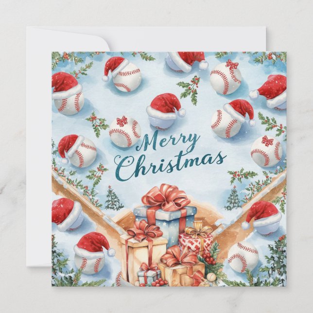 Cartão De Festividades Baseball Christmas  (Frente)