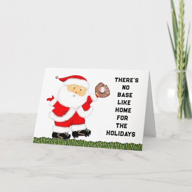 Cartão De Festividades Baseball Christmas Holiday Cards (Frente)