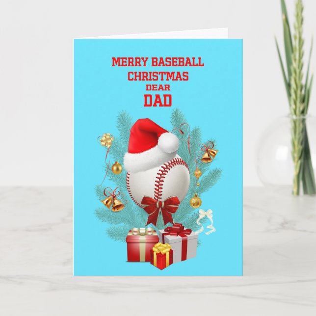 Cartão De Festividades Baseball de Natal de pai (Frente)