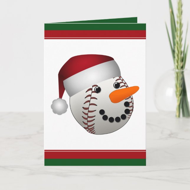 Cartão De Festividades Baseball Snowman de Natal (Frente)