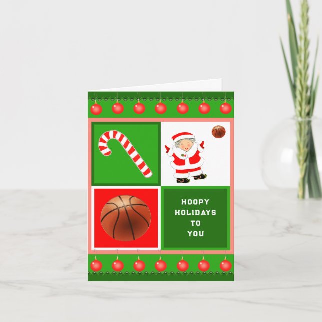 Cartão De Festividades Basquete Natal da Sra. Claus (Frente)