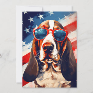 Cartão De Festividades Basset Hound 4° dia da Independência de julho