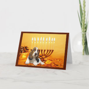 Cartão De Festividades Basset Hound Chanukah Card Menorah