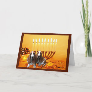 Cartão De Festividades Basset Hound Chanukah Card Menorah