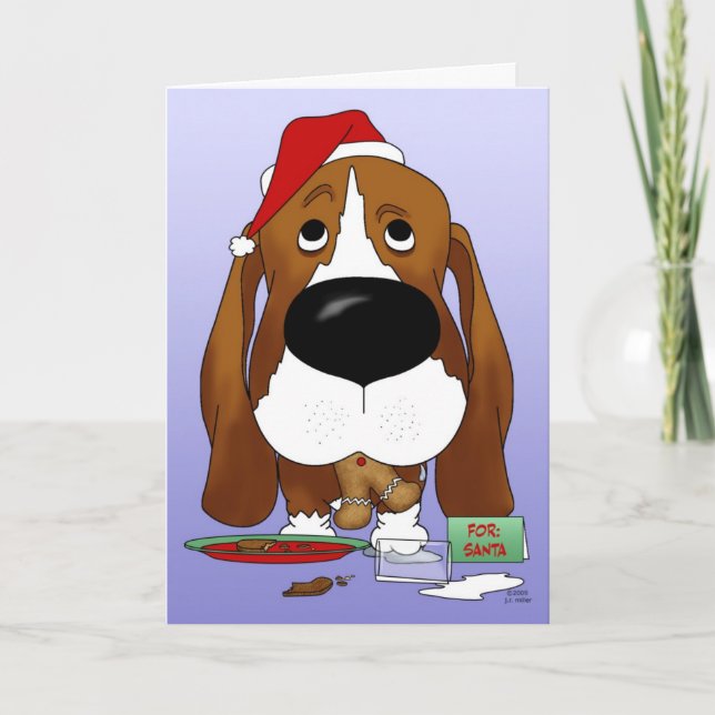 Cartão De Festividades Basset Hound Christmas (Frente)