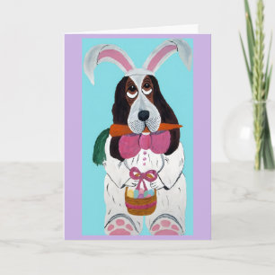 Cartão De Festividades Basset Hound Easter Bunny
