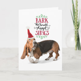 Cartão De Festividades Basset Hound Fofo com Chapéu de Papai Noel de Nata