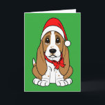 Cartão De Festividades Basset Hound in Santa Hat at Christmas<br><div class="desc">This design is for the Basset Hound lover.</div>