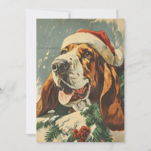Cartão De Festividades Basset Hound Natal