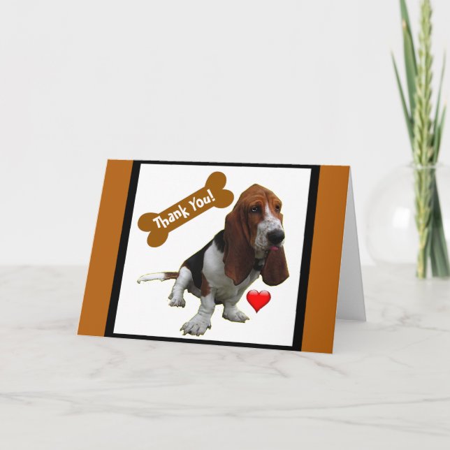 Cartão De Festividades Basset Hound, Obrigado (Frente)
